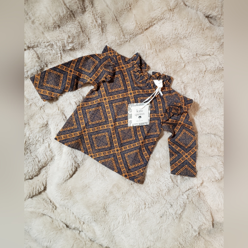 NWT Kate Quinn / Cottage LS Thick Ruffle Tee / Bandana Spice / Organic cotton